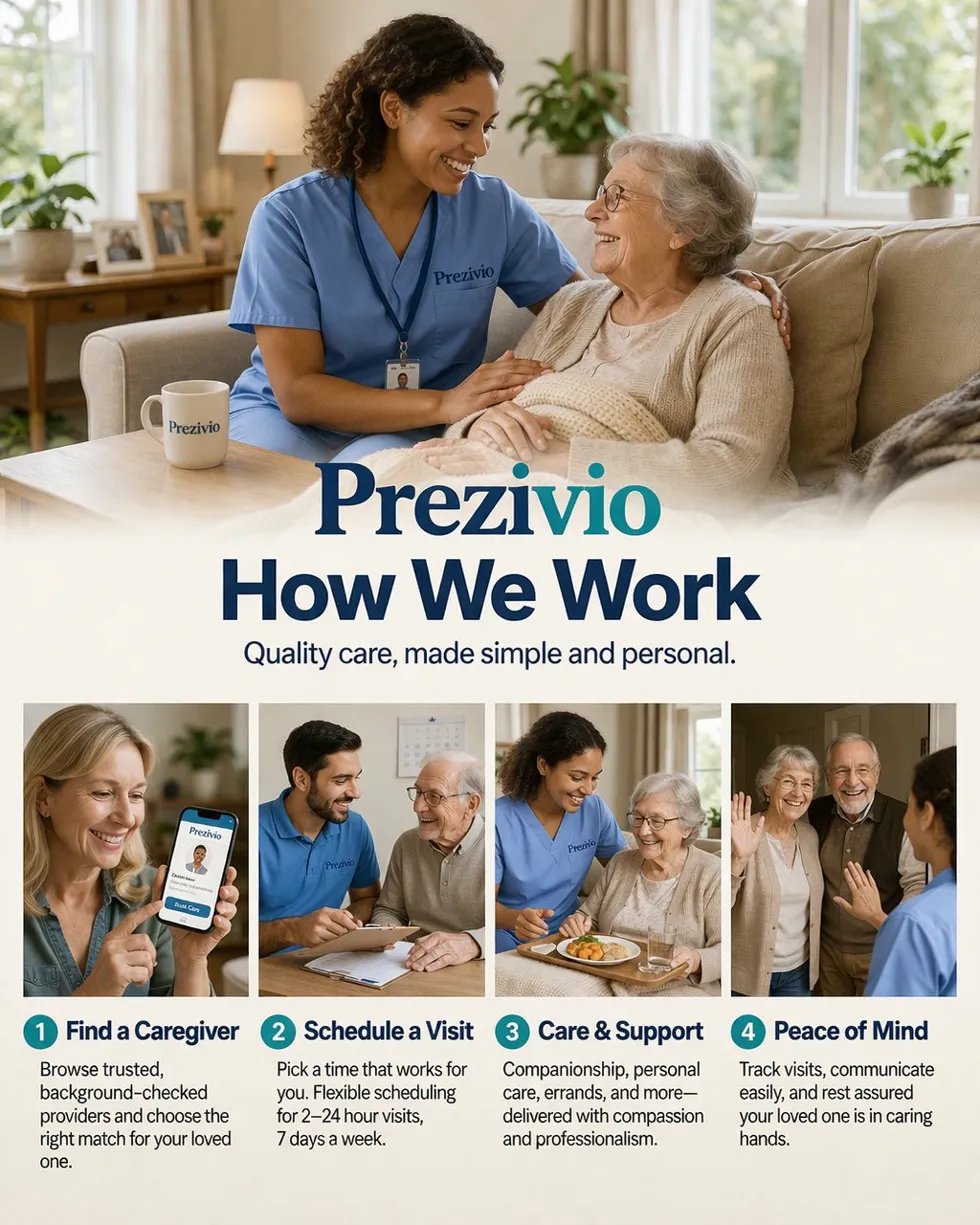 Family using Prezivio app to find caregiver